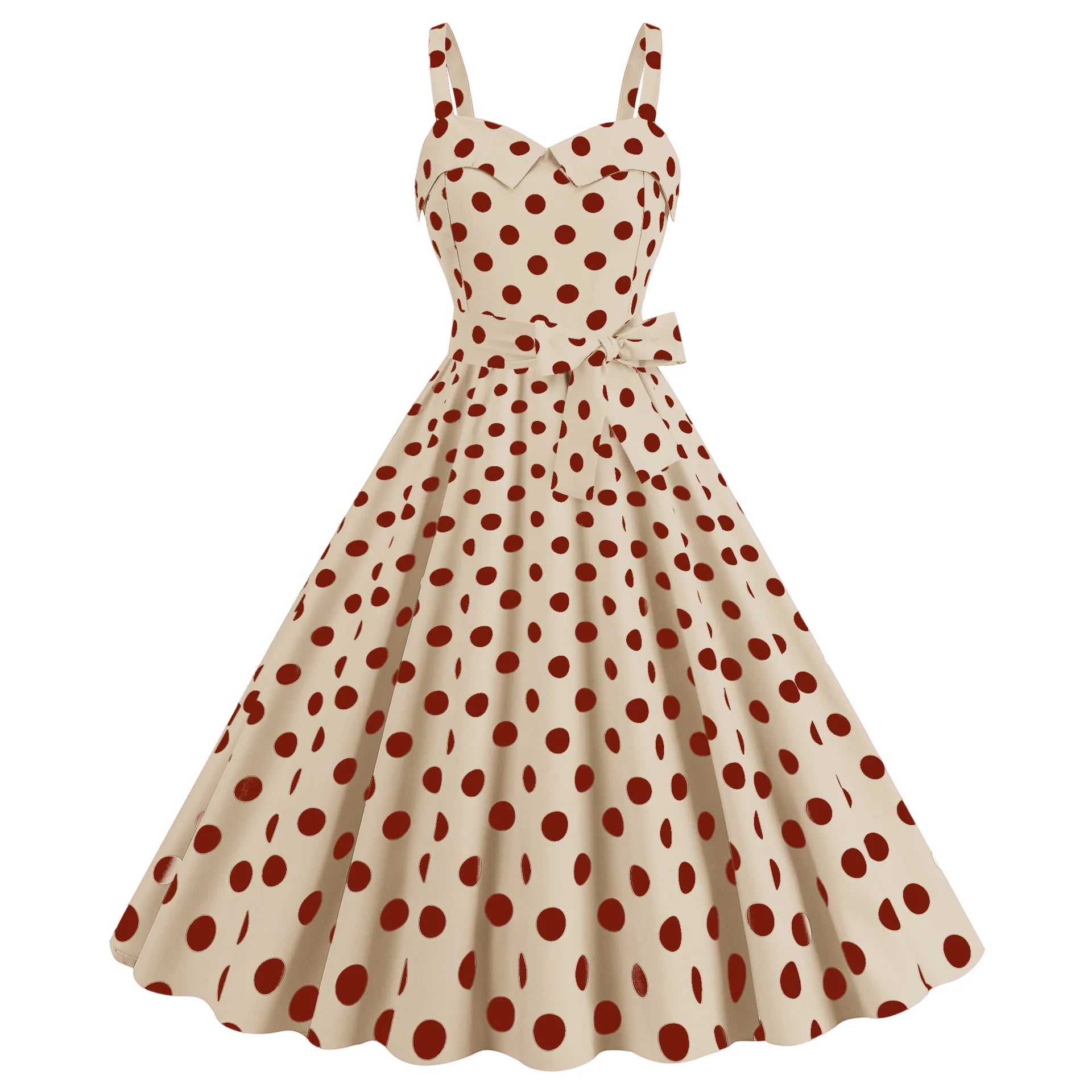 Elegant Women Polka Dot Dress Summer Hepburn 1950s 60s Vintage Sexy Halter Rockabilly Retro Party Office Dresses 2026 Robe Pinup
