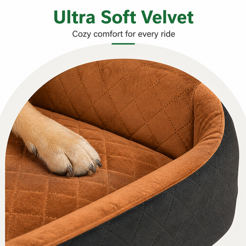 DogBedHouse Seat-Belt Pass-Through & Washable Cotton Dog Car Seat