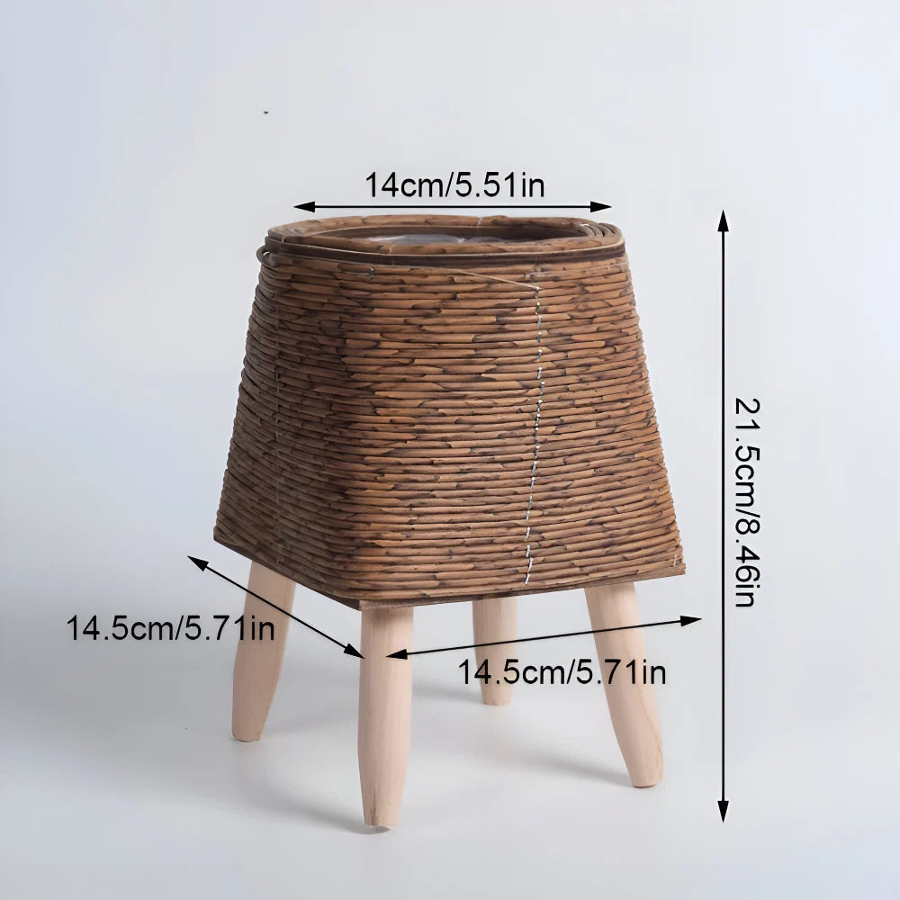Artificial Basket Planter Rustic Rattan Floral Pot