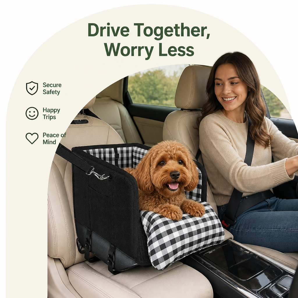 DogBedHouse Seat Belt Support & Anti-Slip Dog Booster Seat
